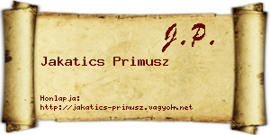 Jakatics Primusz névjegykártya